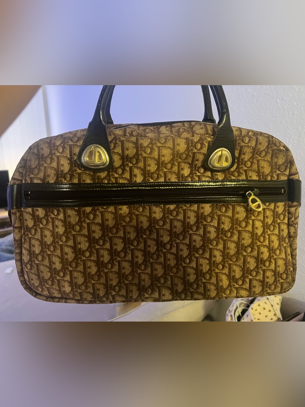 CD Brown Canvas Monogram Tote Bag
